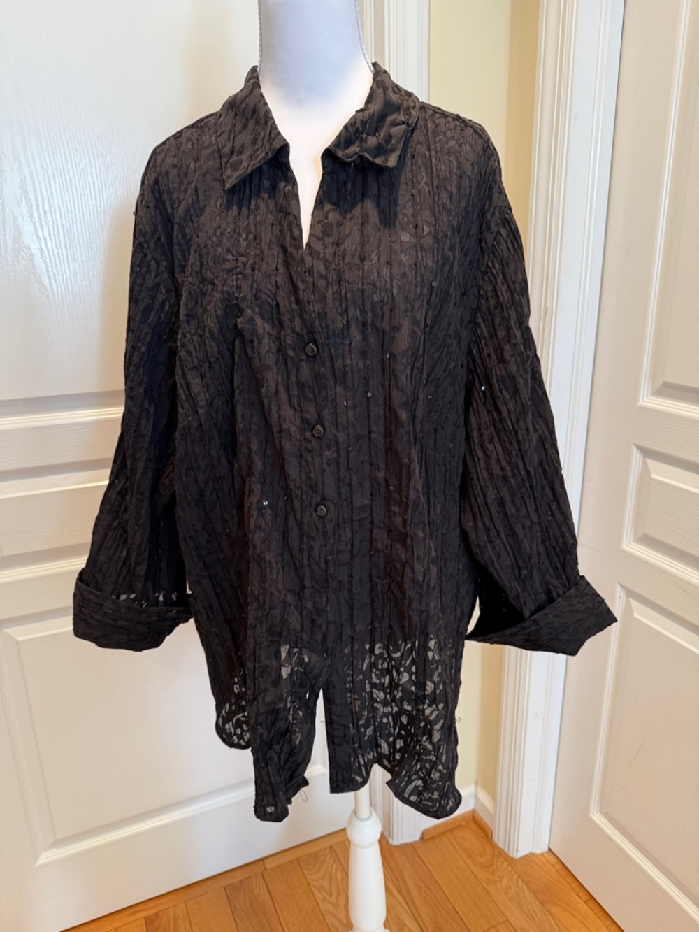 JM Collection Black Quilted Jacket with Label Detail